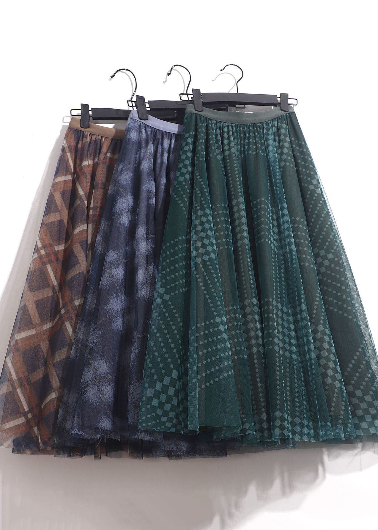 Green High Waist Exra Large Hem Tulle Skirts Spring