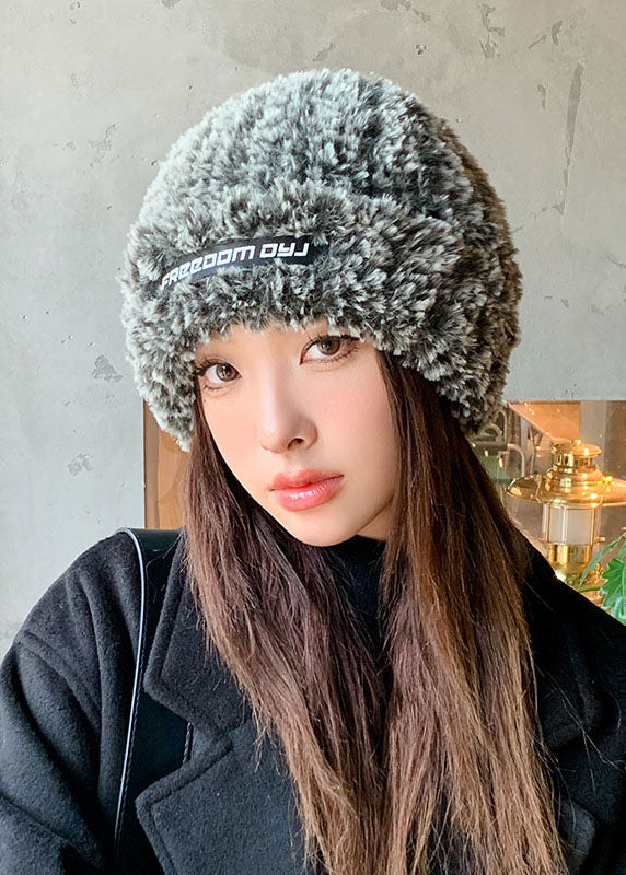 Grey Knitted Cotton Warm Bonnie Hat