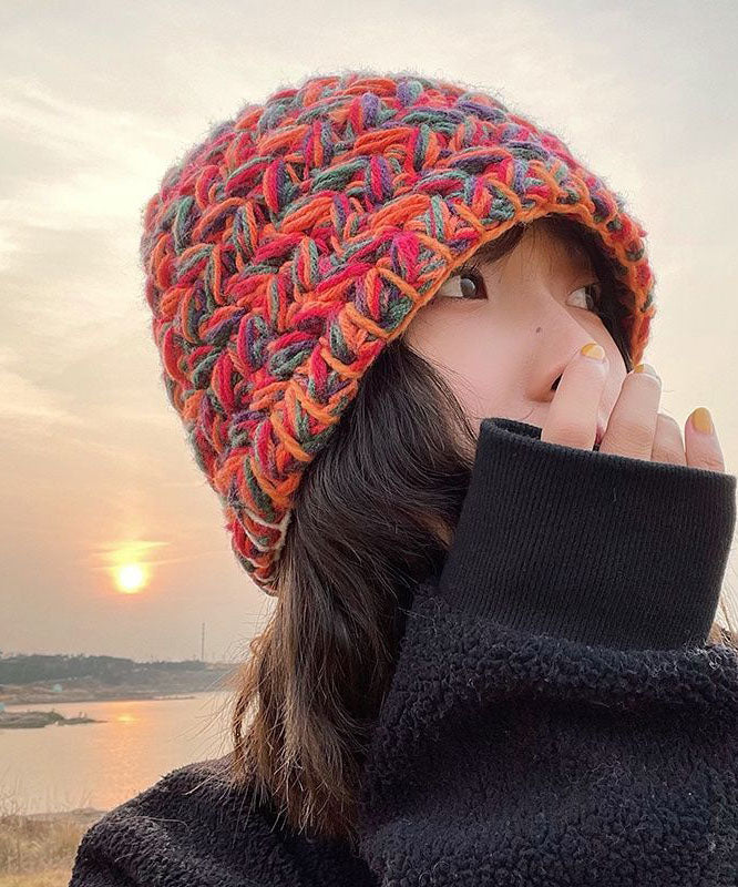 Orange Handmade Knit Bucket Hat