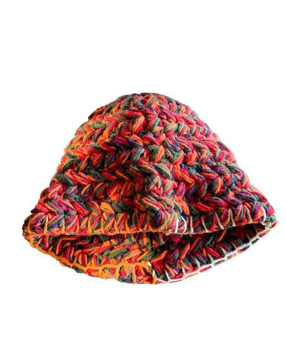 Orange Handmade Knit Bucket Hat