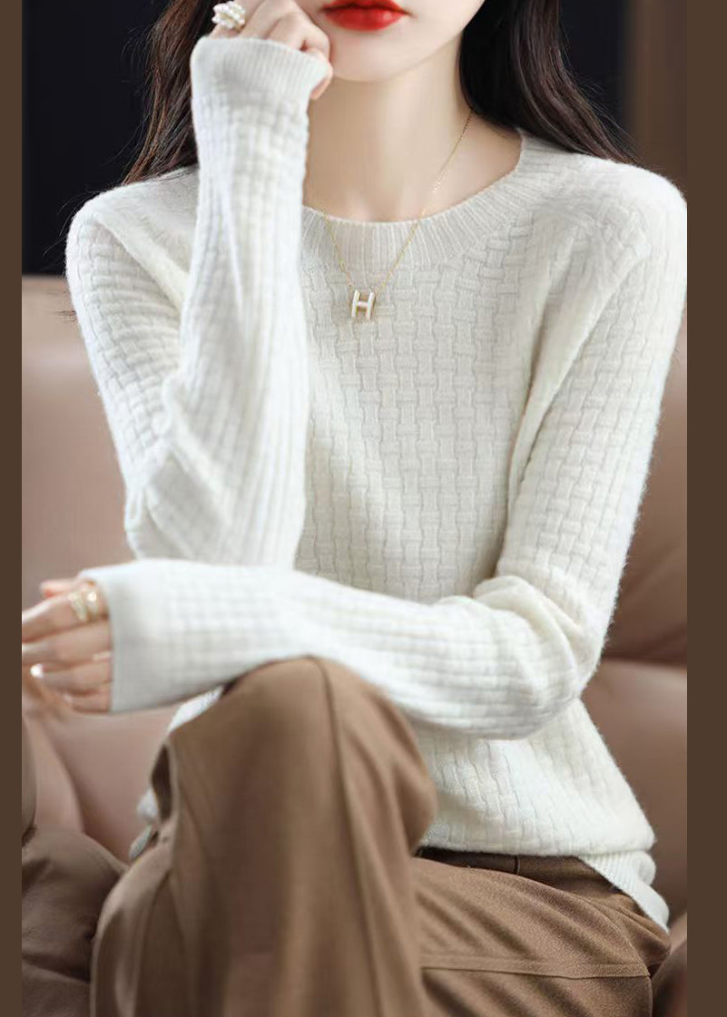 Pink O Neck Cotton Knit Sweaters Fall