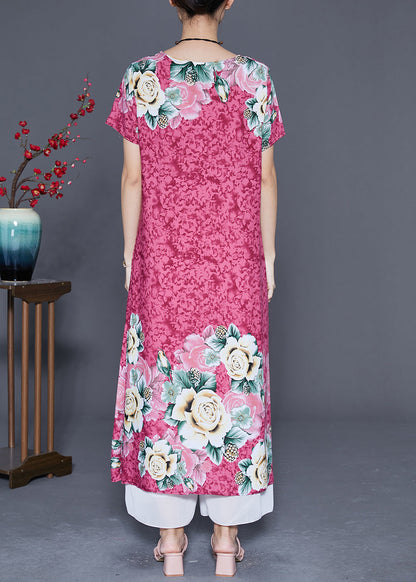 Pink Oversized Print Cotton Holiday Dresses Summer