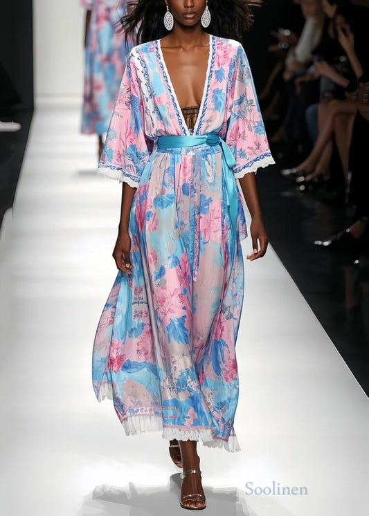 Print Draping Chiffon Tunic Dress Summer