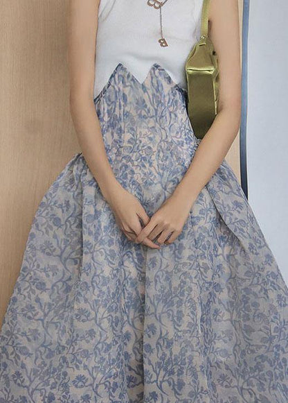 Print Ruffles Summer High Waist Skirts