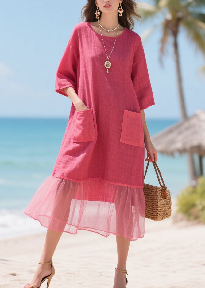 Rose Oversized Patchwork Tulle Maxi Dresses Summer