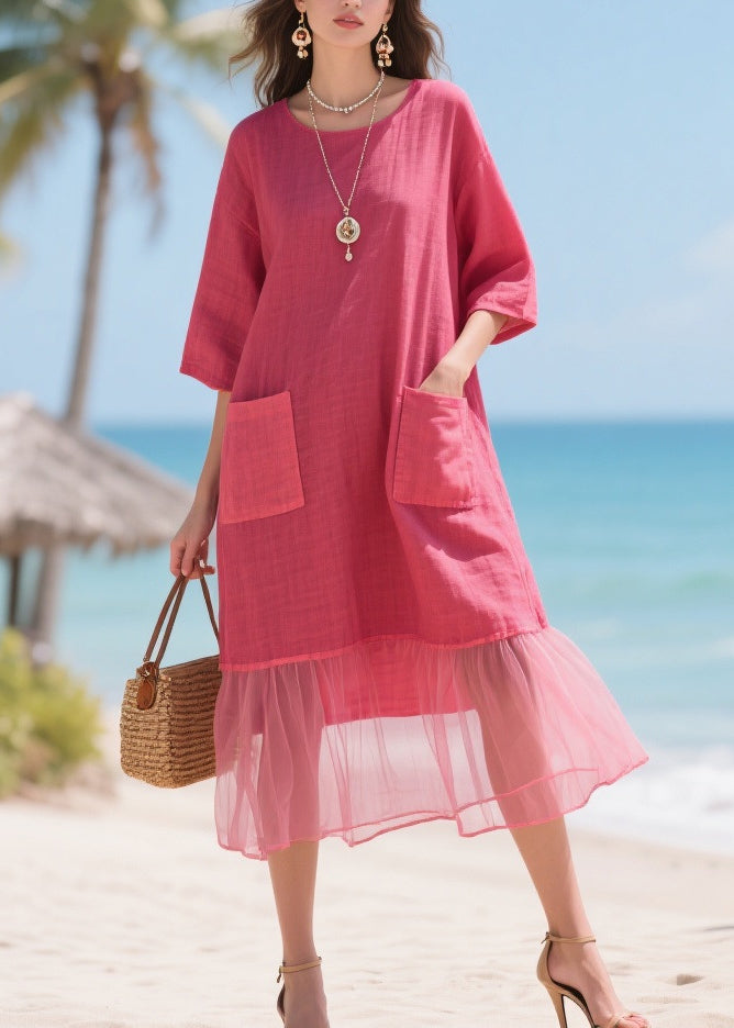 Rose Oversized Patchwork Tulle Maxi Dresses Summer