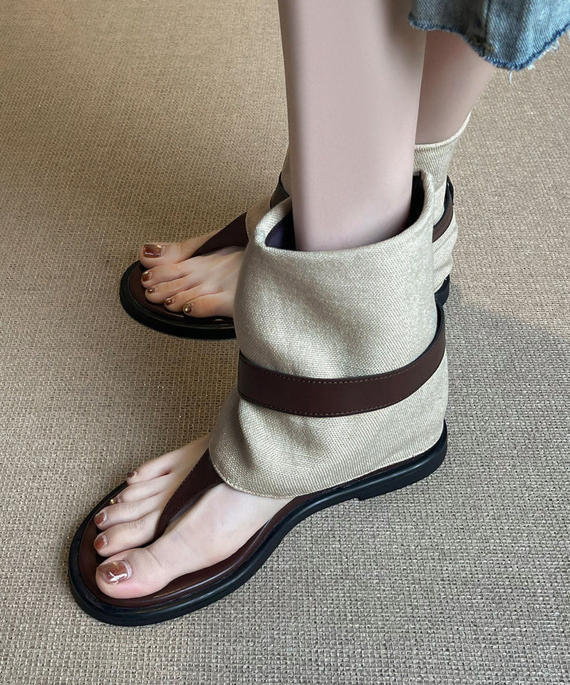 Wedge Flip Flops Boots Brown Sheepskin