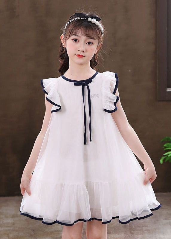 White Puff Sleeve Tulle Baby Dress Summer
