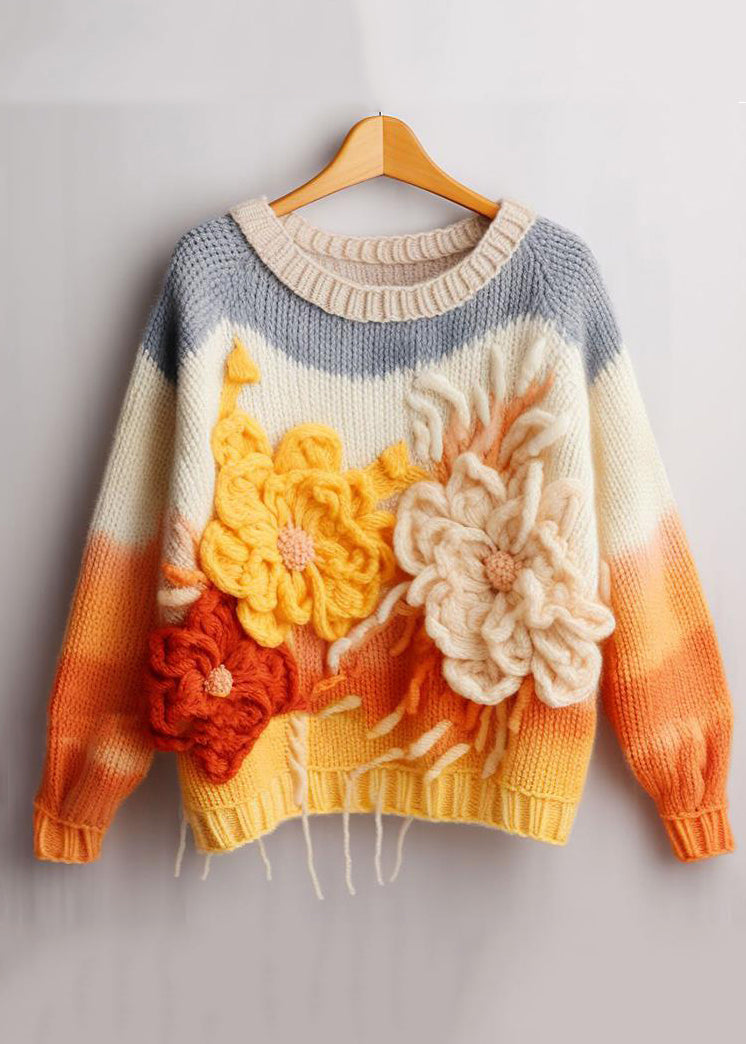 Yellow Cozy Cotton Knit Top Long Sleeve