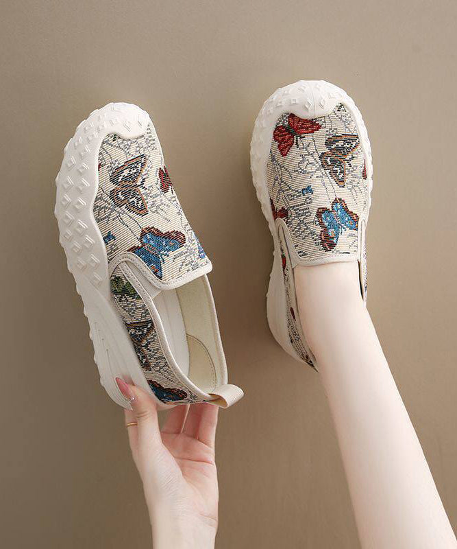 Beige Flat Shoes for Cotton Fabric Diy Flat Shoes for