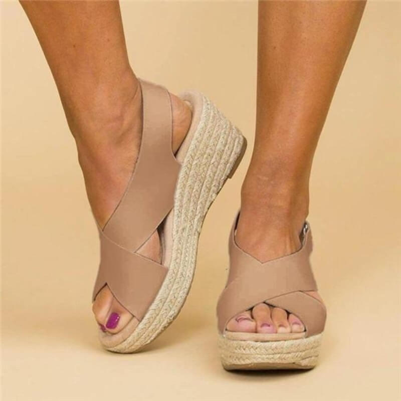CD | Sandale wedge cu barete încrucișate