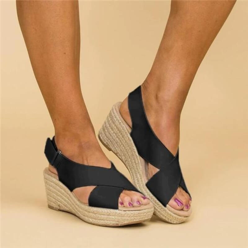 CD | Sandale wedge cu barete încrucișate