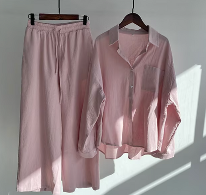 CD | Doamnelor casual și elegant bluza cu mânecă lungă cu nasturi și pantaloni largi