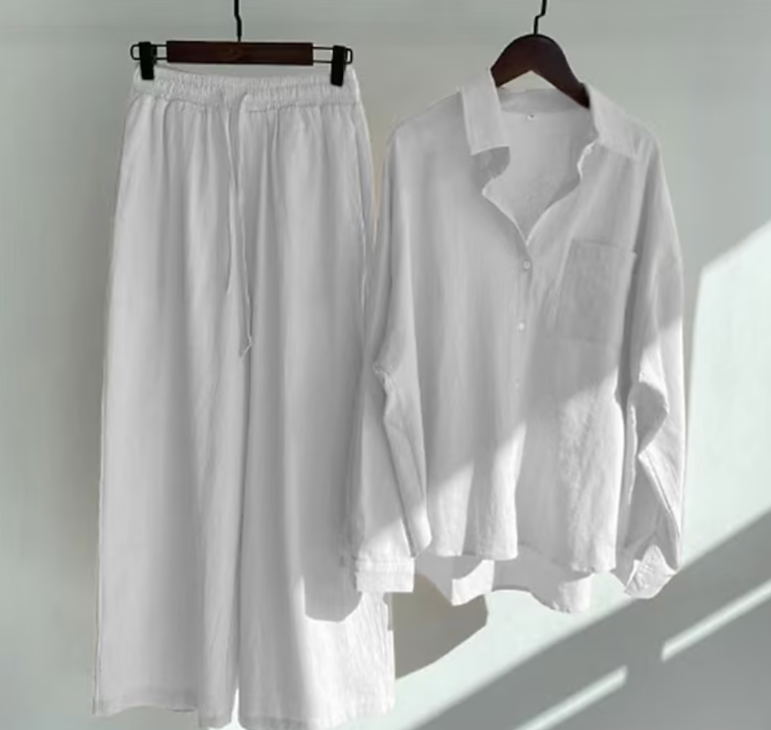 CD | Doamnelor casual și elegant bluza cu mânecă lungă cu nasturi și pantaloni largi