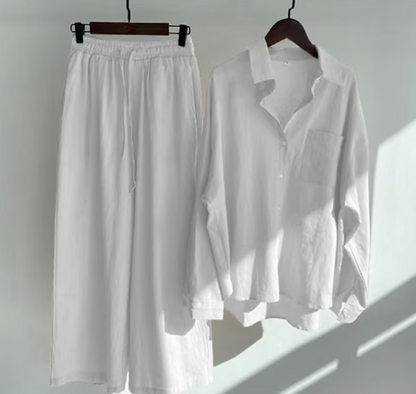 CD | Doamnelor casual și elegant bluza cu mânecă lungă cu nasturi și pantaloni largi