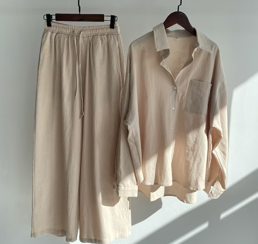 CD | Doamnelor casual și elegant bluza cu mânecă lungă cu nasturi și pantaloni largi