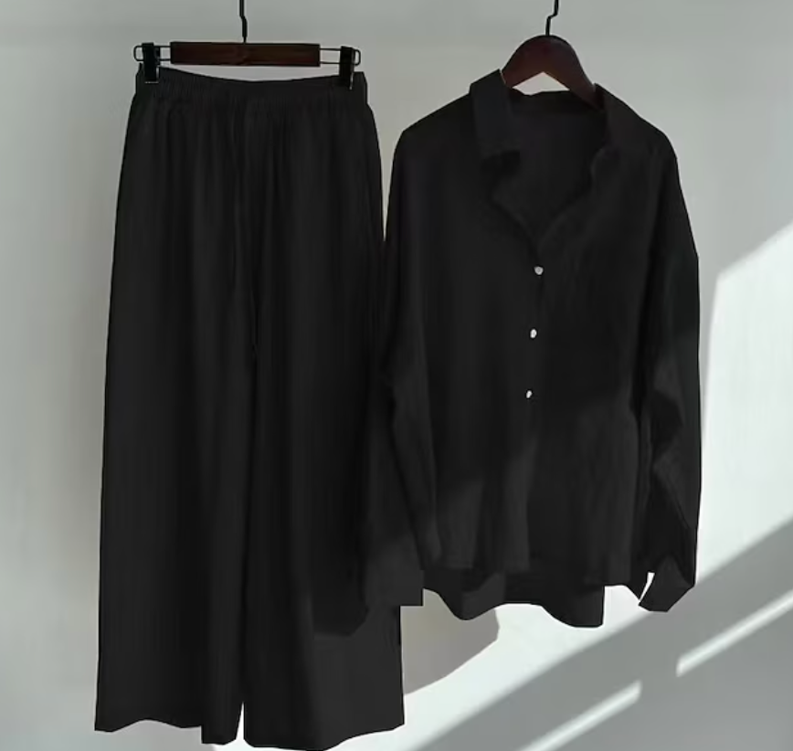CD | Doamnelor casual și elegant bluza cu mânecă lungă cu nasturi și pantaloni largi