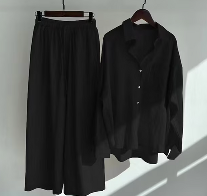 CD | Doamnelor casual și elegant bluza cu mânecă lungă cu nasturi și pantaloni largi