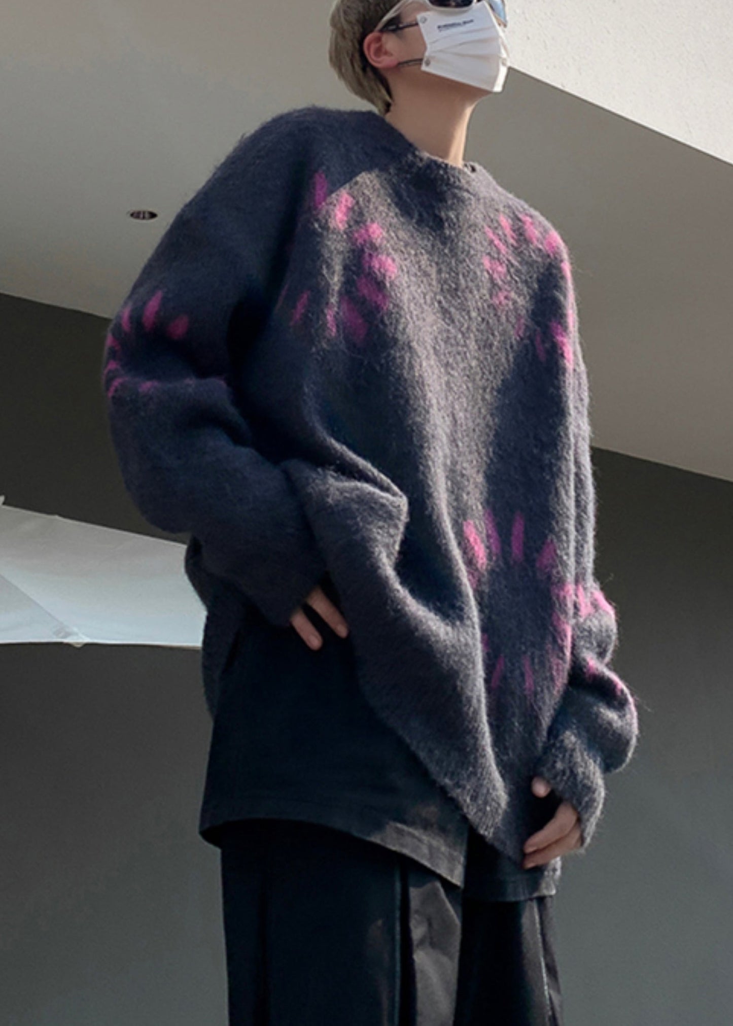 Black Cozy Loose Knit Winter Sweater O Neck