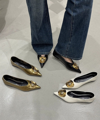 Black Faux Leather Boutique Splicing Flat Feet Shoes Pointed Toe