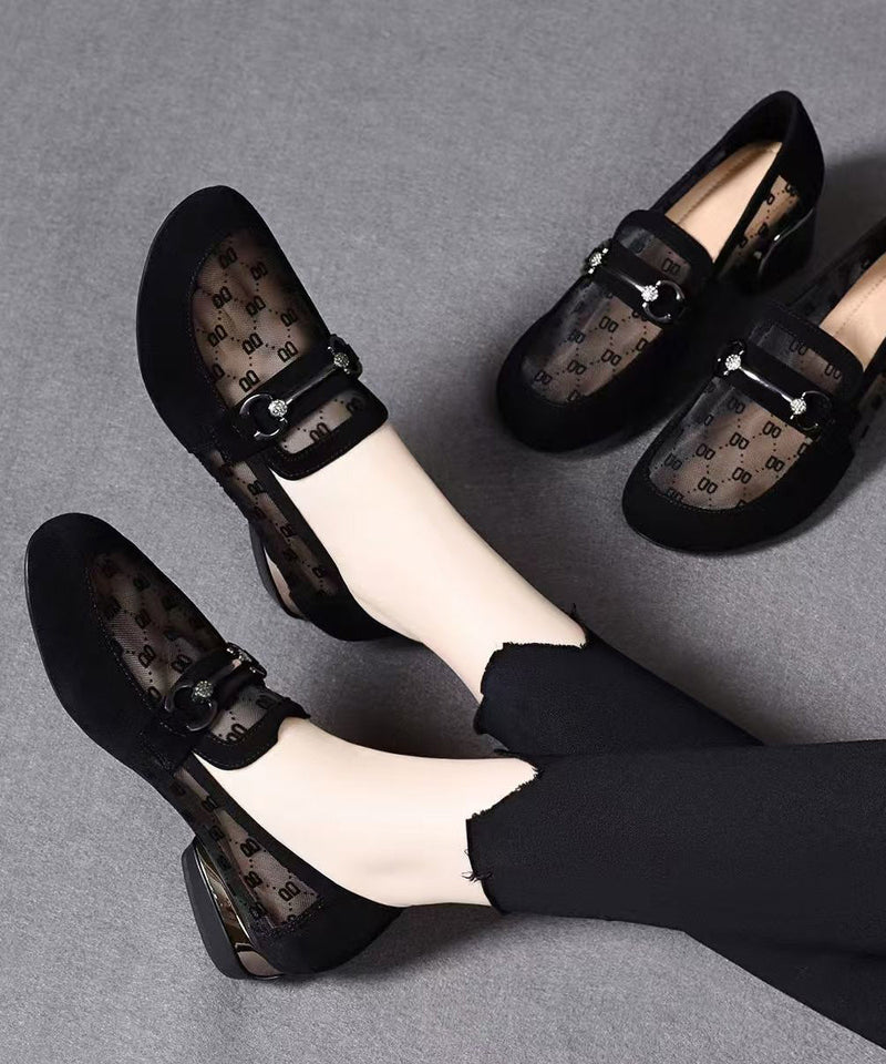 Black Flat Feet Shoes Faux Leather Flat Shoes for