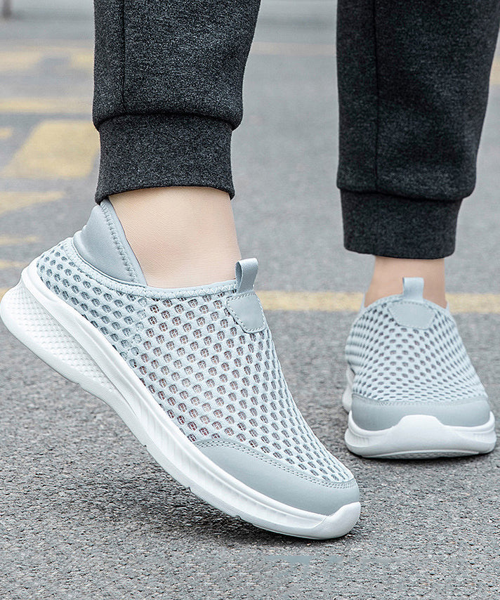 Black Flats Knit Fabric Hollow Out Flat Feet Shoes
