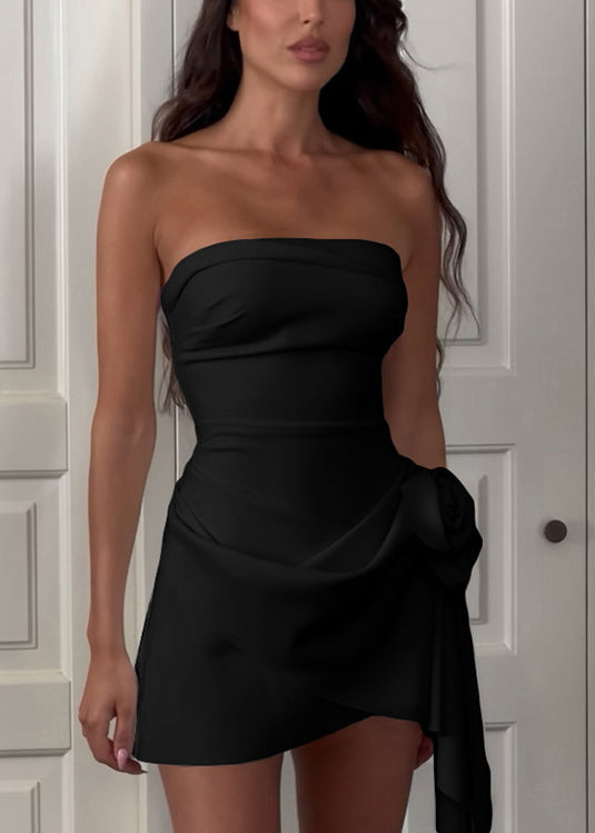 Black High Waist Dresses Cold Shoulder Summer