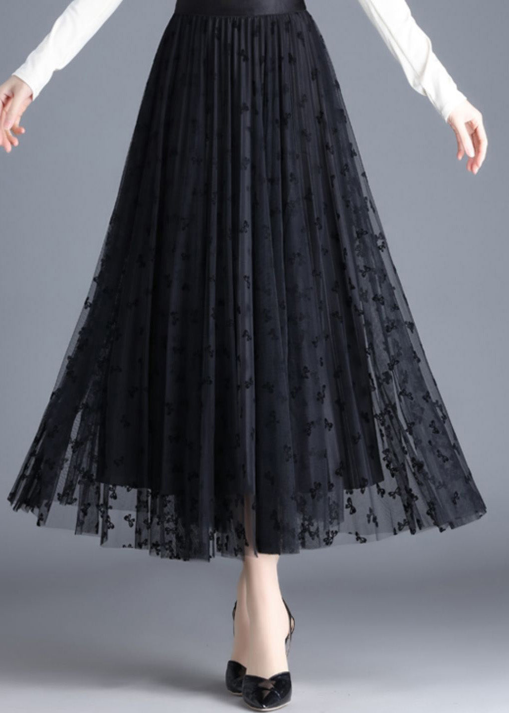 Black Wear on Both Sides Tulle a Line Skirts Spring