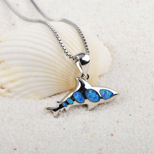 Blue Opal Shark Necklace