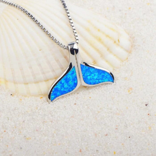 Blue Opal Whale Necklace