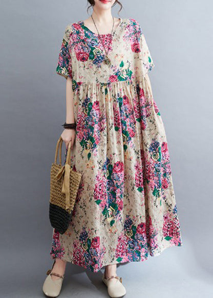 Apricot Oversized Exra Large Hem Cotton Holiday Dress Summer