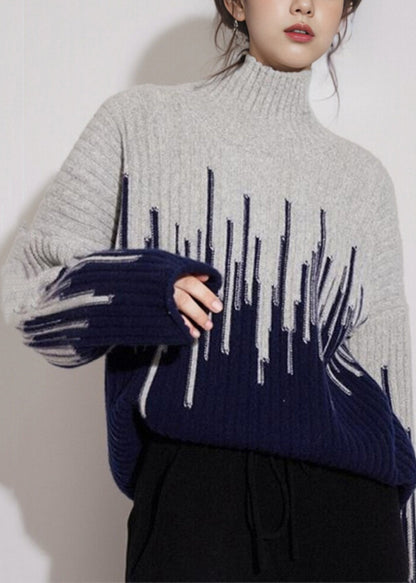Beige Turtleneck Thick Knit Sweater Spring
