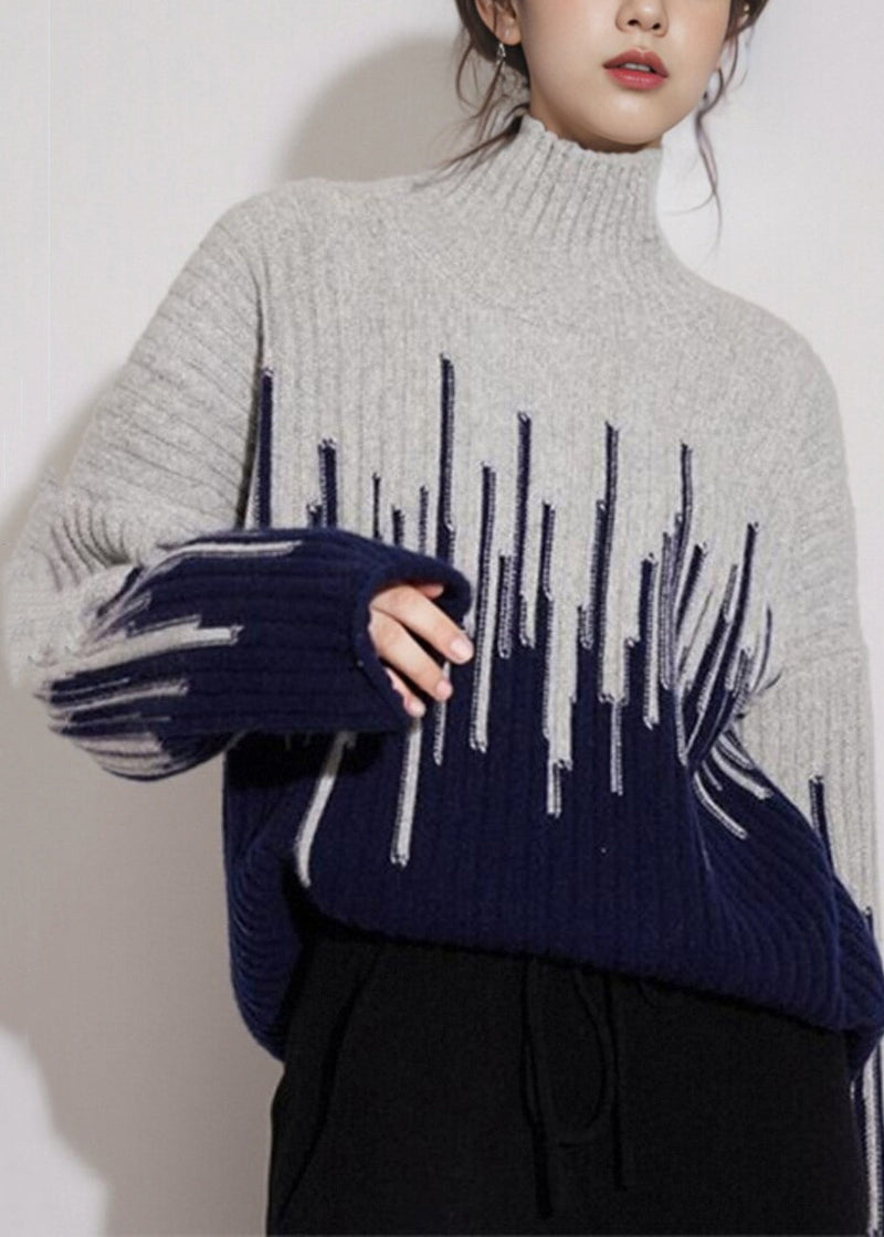 Beige Turtleneck Thick Knit Sweater Spring