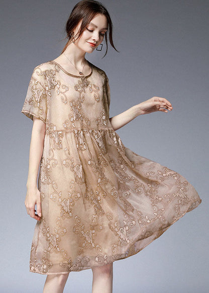 Black O-neck Embroideried Patchwork Dresses Two Pieces Set Summer