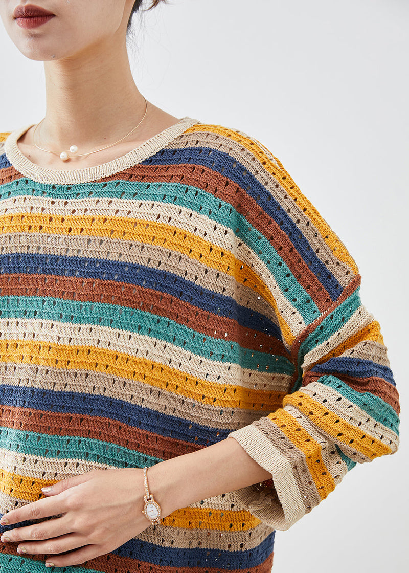 Colorblock Oversized Striped Knit Top Fall