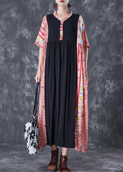 Colorblock Ruffled Patchwork Cotton Maxi Dresses Summer