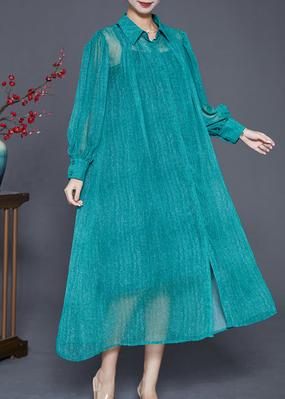 Green Oversized Draping Chiffon Two Pieces Set Summer