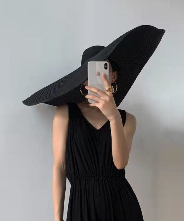 Khaki Oversize Brim Knit Beach Floppy Sun Hat