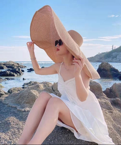 Khaki Oversize Brim Knit Beach Floppy Sun Hat