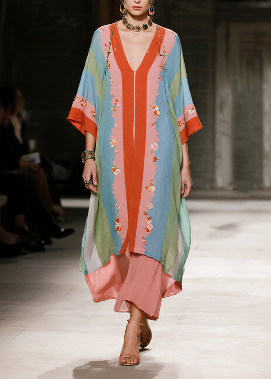Multicolored Oversized Patchwork Cotton Fake Dress Summer