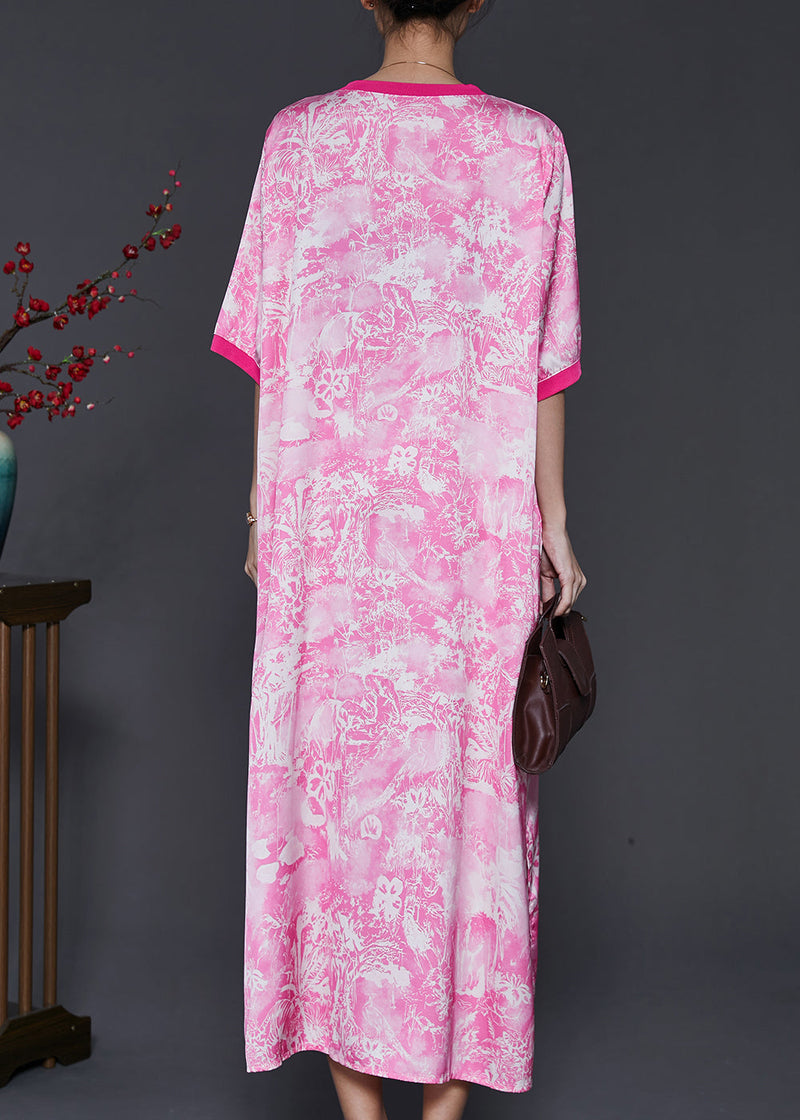 Pink Oversized Print Cotton Dress Summer