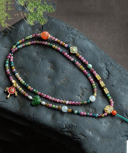 Rainbow Beading Sweater Tassel Graduated Bead Necklace