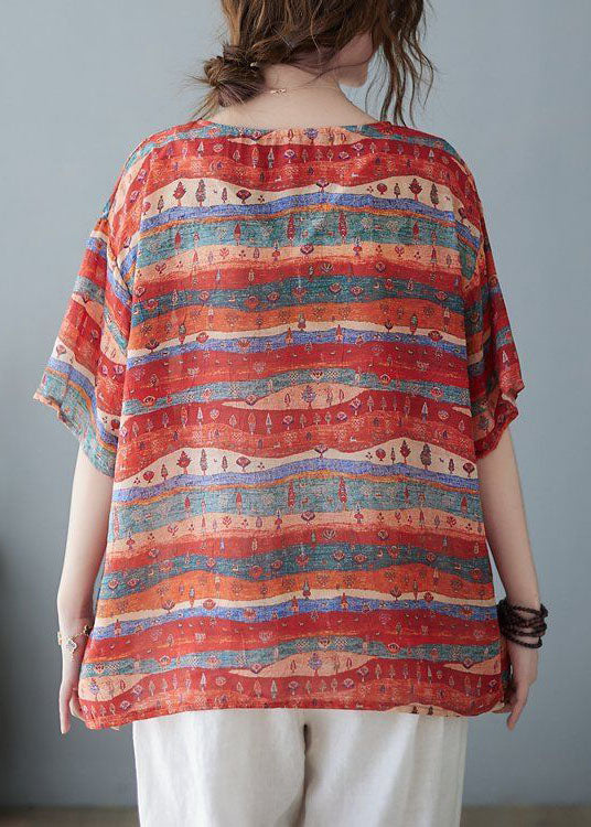 Red Oversized Striped Linen Tank Summer