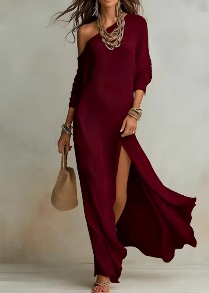 White Cold Shoulder Side Open Cotton Maxi Dresses Summer