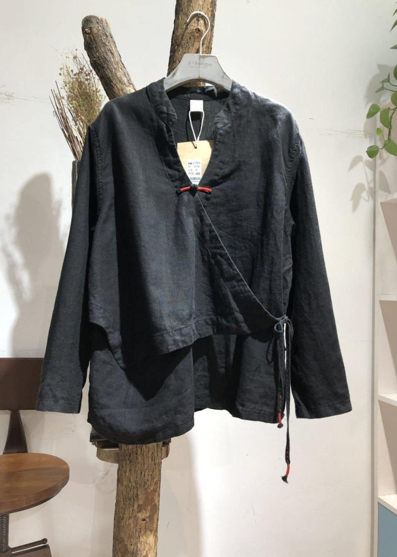 White Linen Blouse V Neck Fall Top