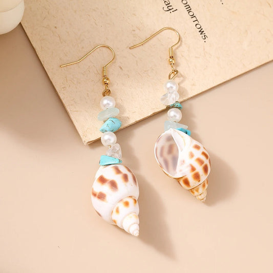 Bohemian Shell Pearl Earrings