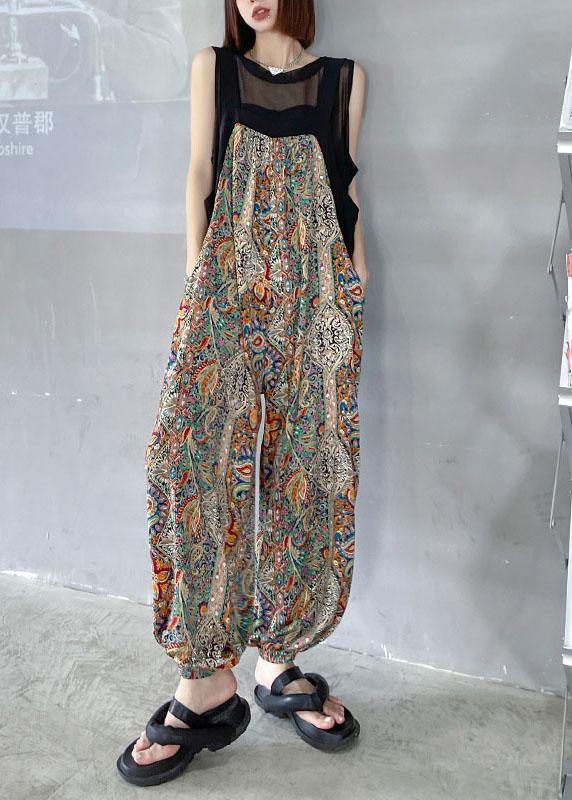 Black Print Pockets Carpenter Pants Pants