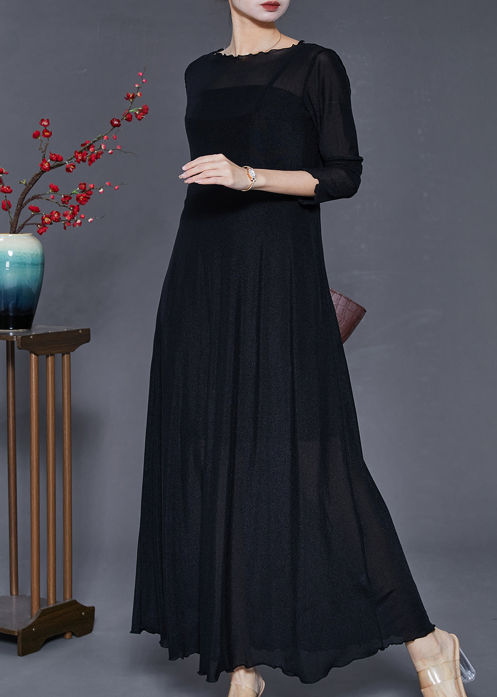 Black Silm Fit Exra Large Hem Dance Dress Summer
