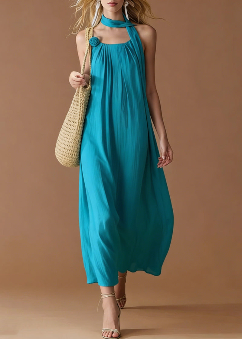 Blue Decorated Cotton Cami Dress Summer