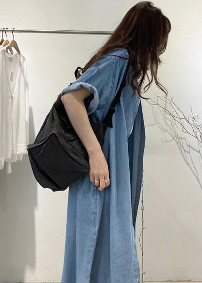 Blue Oversized Denim Holiday Dress Summer